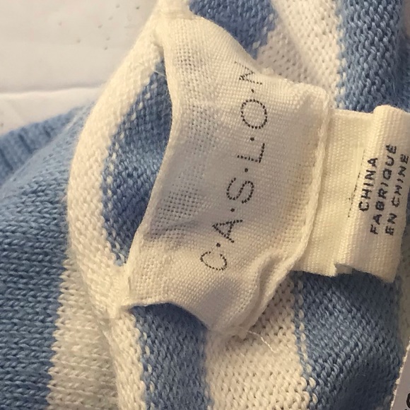 Caslon Cotton Oversized Striped Lightweight Sweater Crew Neck Slit Soft Coastal - Picture 6 of 10